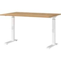 Bureau assis-debout GERMANIA Hauteur réglable Aggloméré, Métal Blanc, brun C-Pied 1200 x 800 x 910 mm