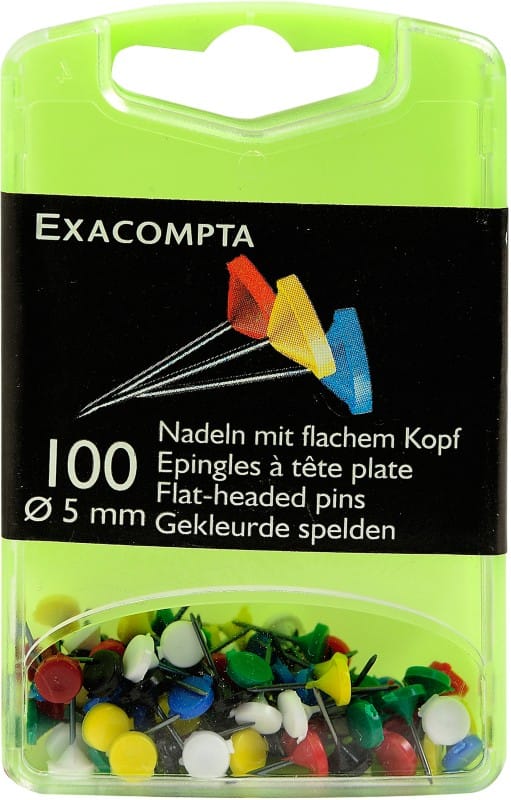 Exacompta Landkaartpunaises 5 mm Kleurenassortiment Pak van 100