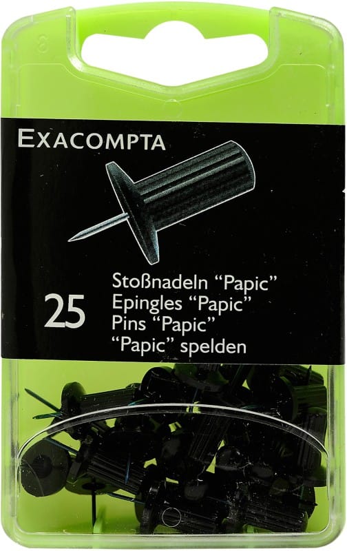 Exacompta Papic Punaises PS (Polystyreen) 10 mm Zwart Pak van 25