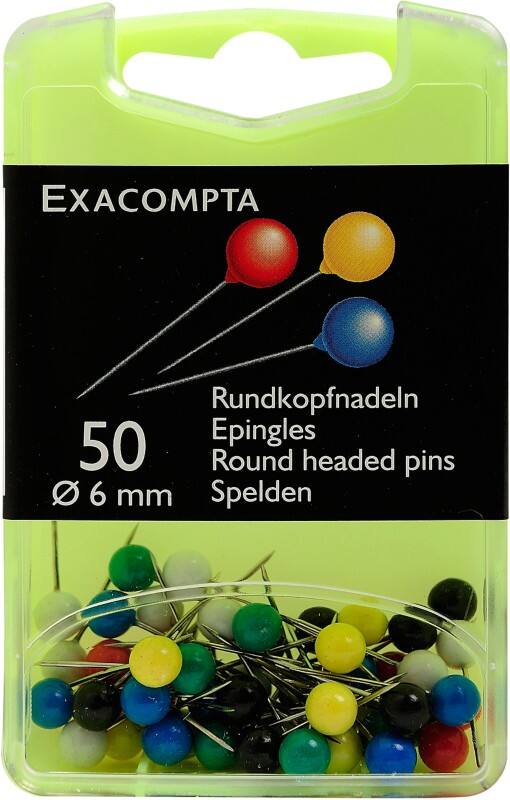 Exacompta Bolle Landkaartpunaises Kleurenassortiment Pak van 50