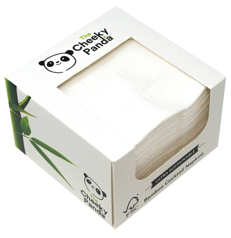 The Cheeky Panda Cocktail Servetten 2-laags Bamboe Wit 25 x 25 cm 100 Stuks