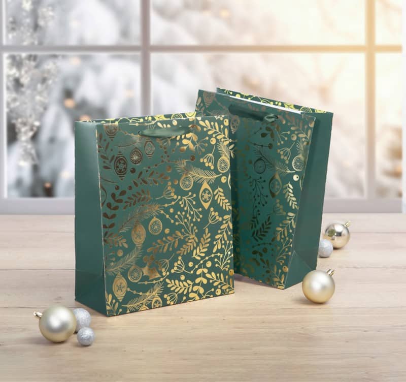 Sigel Christmas Geschenktas Papier Groen, Goud 23 x 10 x 23 cm 5 Stuks