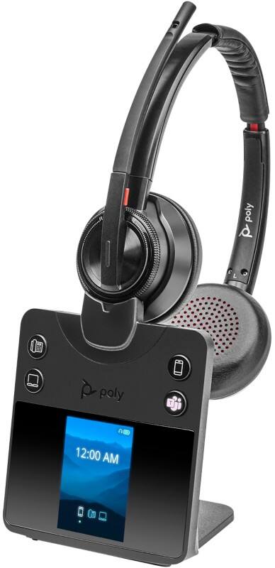 Micro casque HP poly Savi Sans fil Sur tête Avec bluetooth Réduction de bruit active Avec microphone Stéréo 8420-M Noir