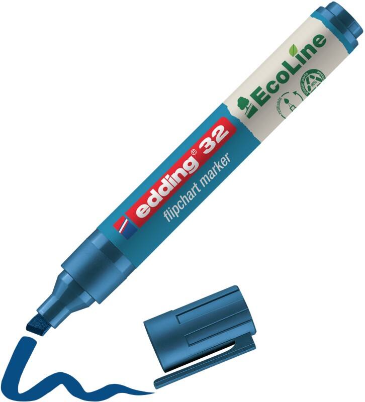 Marqueur pour chevalet edding ecoline E-32 Biseauté - 5 mm Bleu Rechargeable