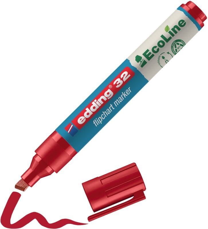 Edding ecoline E-32 Flipovermarker Beitelpunt 1 - 5 mm Rood Navulbaar