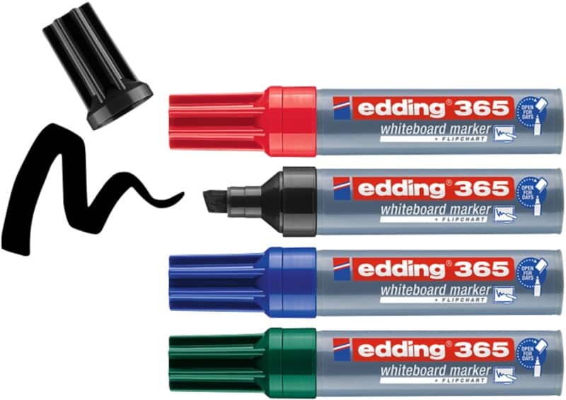 edding E-365 Whiteboard-marker Kleurenassortiment Beitelpunt - 7 mm 4 Stuks