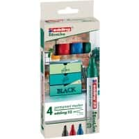 edding ecoline E-22 Permanentmarker Beitelpunt 1 - 5 mm Kleurenassortiment Navulbaar 4 Stuks