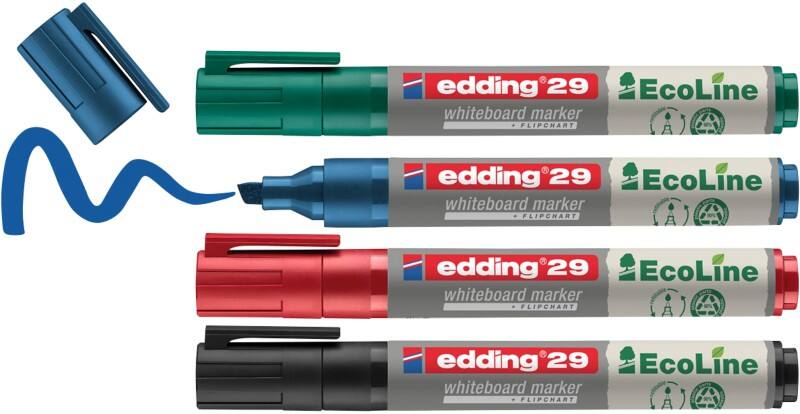 edding ecoline E-29 Whiteboard-marker Kleurenassortiment Beitelpunt - 5 mm 4 Stuks