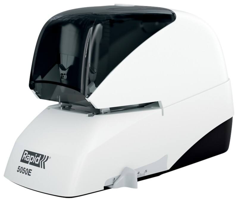 Agrafeuse électrique Rapid 5050E 20993212 Flat Clinch blanc, noir 50 feuilles cartouche d'agrafe 5050 métal, plastique