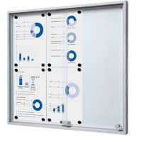 Vitrine SHOWDOWN Magnétique 6 x A4 Montage mural Verrouillable Intérieur 68,6 (l) x 64,1 (h) cm Argenté