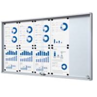 Vitrine SHOWDOWN Magnétique 10 x A4 Montage mural Verrouillable Intérieur 64,1 (l) x 112,6 (h) cm Argenté