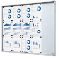 Vitrine SHOWDOWN Magnétique 15 x A4 Montage mural Verrouillable Intérieur 94,8 (l) x 112,6 (h) cm Argenté