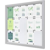 Vitrine SHOWDOWN Magnétique 15 x A4 Montage mural Verrouillable Extérieur 119 (l) x 101,2 (h) cm Argenté