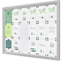 SHOWDOWN Vitrine Magnetisch 18 x A4 Wandmontage Afsluitbaar Buiten 141 (B) x 101,2 (H) cm Zilver