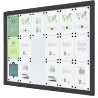 Vitrine SHOWDOWN Magnétique 18 x A4 Montage mural Verrouillable Extérieur 141 (l) x 101,2 (h) cm Anthracite