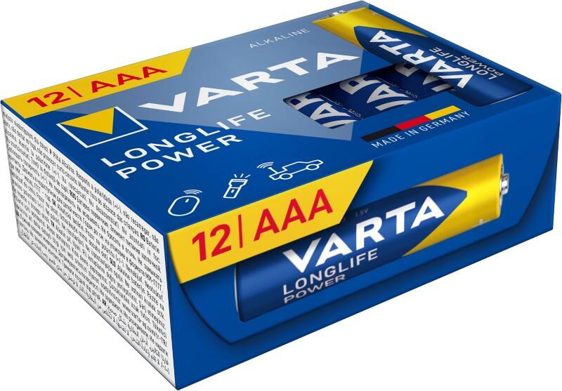 VARTA Batterijen LONGLIFE Power AAA 1250 mAh Alkaline 12 Stuks