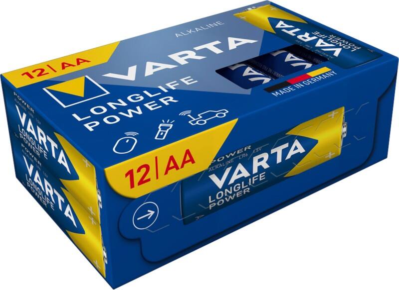 Piles VARTA LONGLIFE Power AA 2960 mAh Alcaline 1.5 V 12 Unités