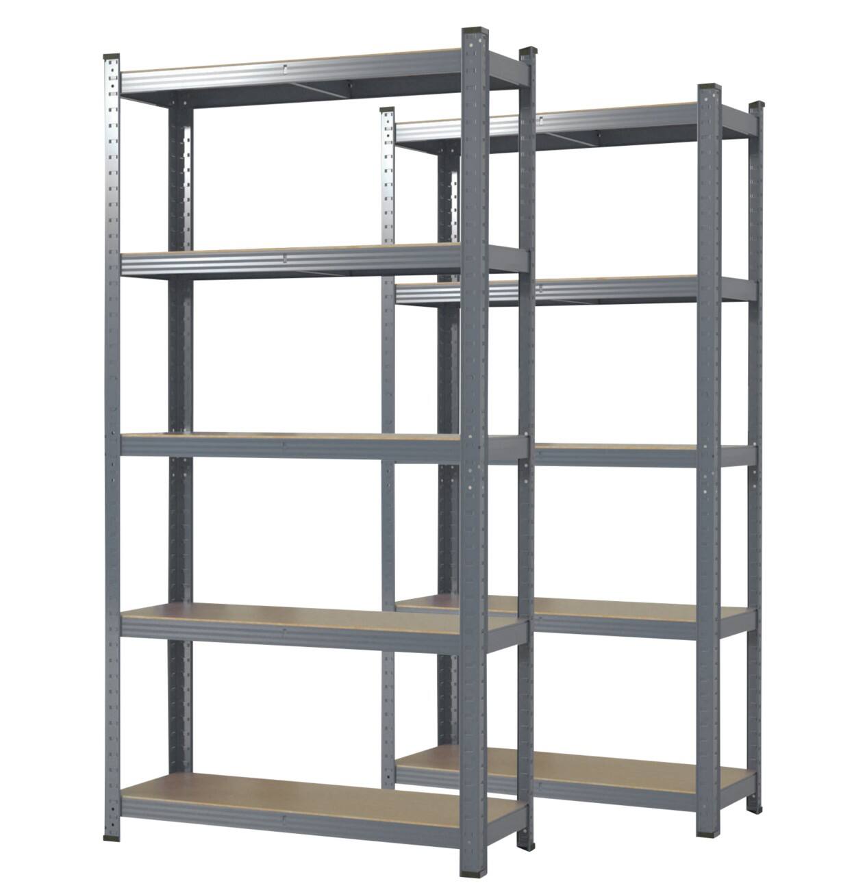 Étagère Karat MDF (Fibres de moyenne densité), Tôle d’acier 900 x 400 x 1800 mm Gris 2 unités