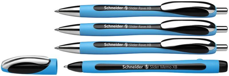 Stylo-bille Schneider Slider Rave XB Noir 0,7 mm Extra large Bille +1 Schneider Slider Memo XB offert 4 Unités