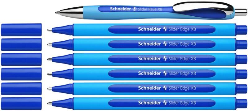 Stylo-bille Schneider Slider Edge XB Bleu 0,7 mm Extra large Bille + 1 Slider Rave XB 7 Unités