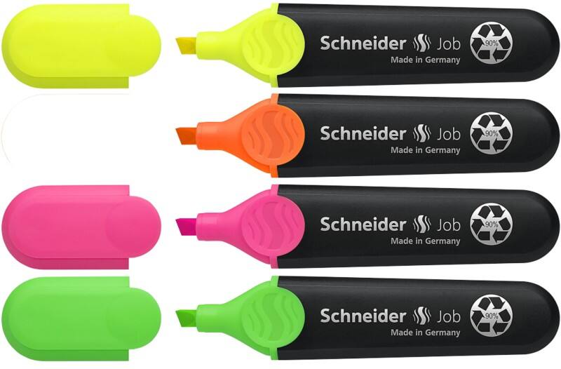 Schneider Job Tekstmarker Multikleur Breed Viltstift - 5 mm 4 Stuks