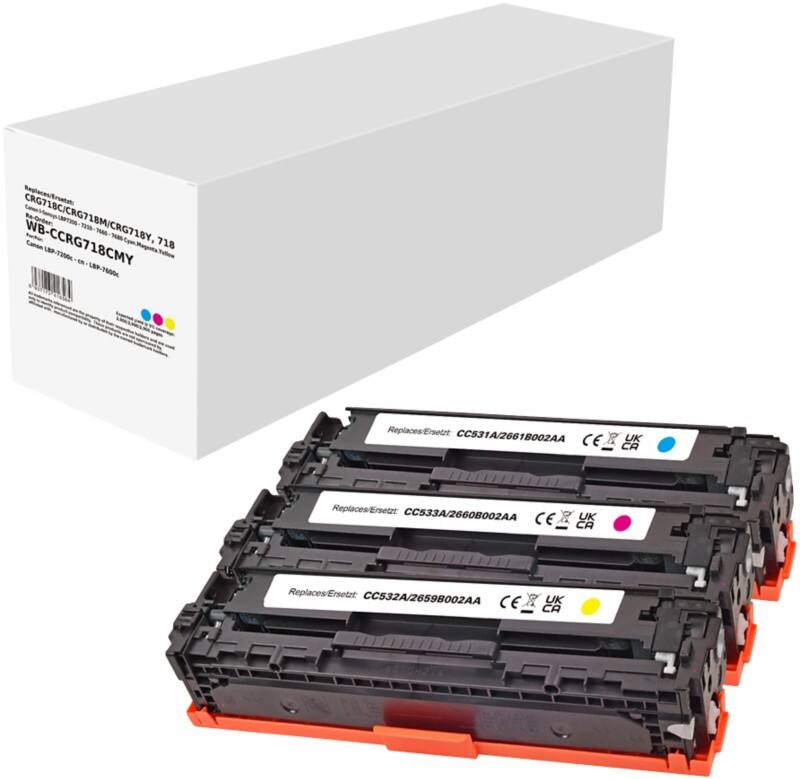 Toner CRG718 CMY Compatible Canon Cyan, Magenta, Jaune 3 Unités