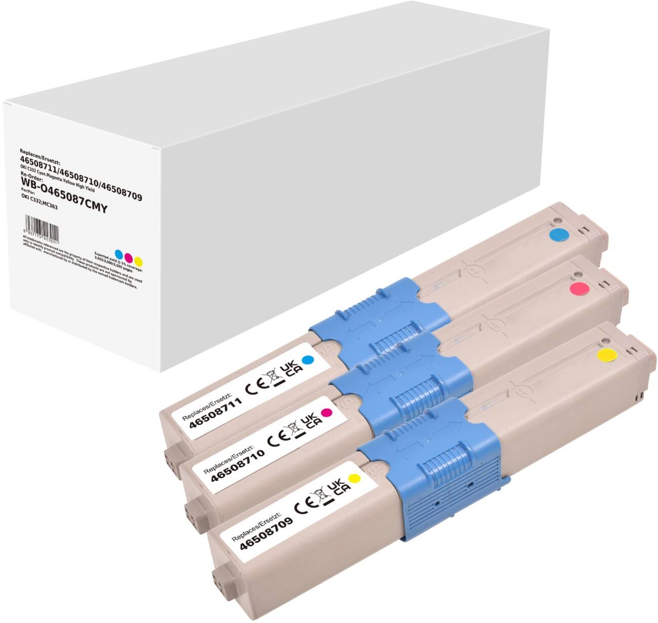 Toner Compatible OKI Cyan, Magenta, Jaune 3 Unités