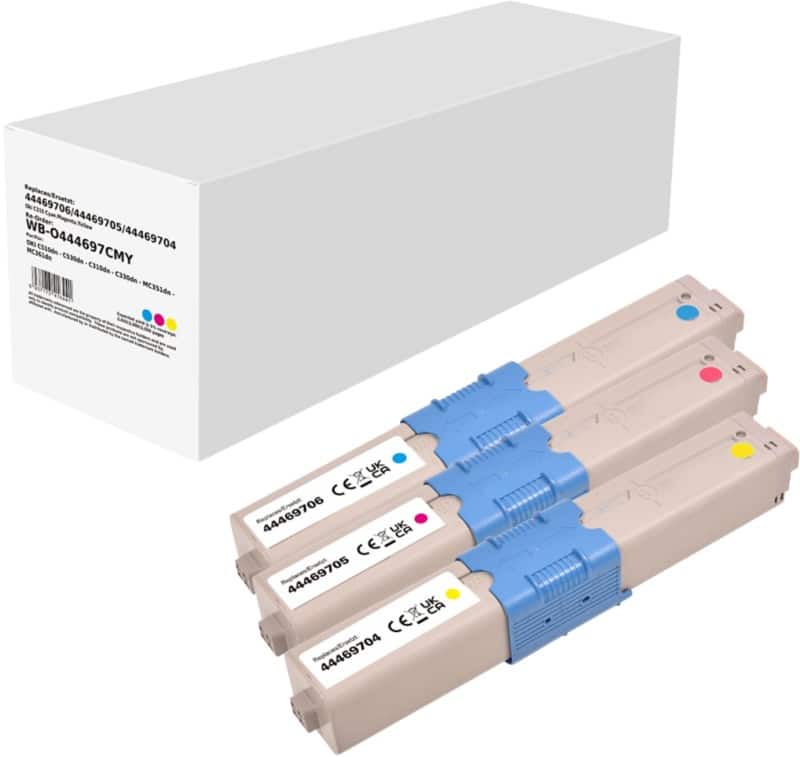 Toner Compatible OKI Cyan, Magenta, Jaune 3 Unités