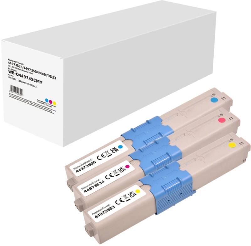 Toner Compatible OKI Cyan, Magenta, Jaune 3 Unités