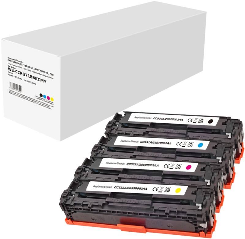 Toner CRG718KCMY Compatible Canon Noir, Cyan, Magenta, Jaune 4 Unités