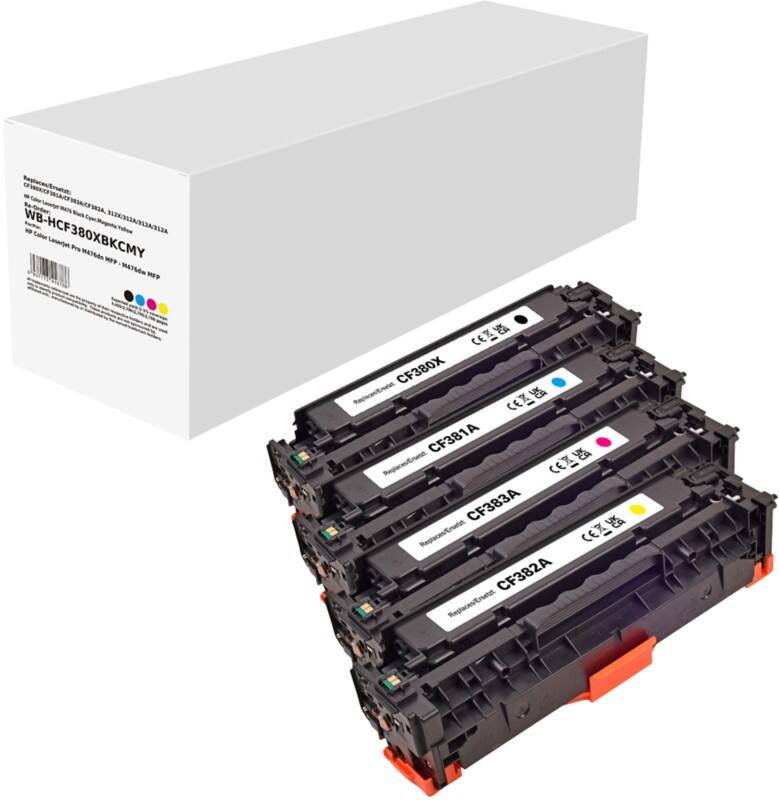 CF380X/CF381A/CF383A/CF382A Compatibel HP Tonercartridge Zwart, cyaan, magenta, geel 4 stuks