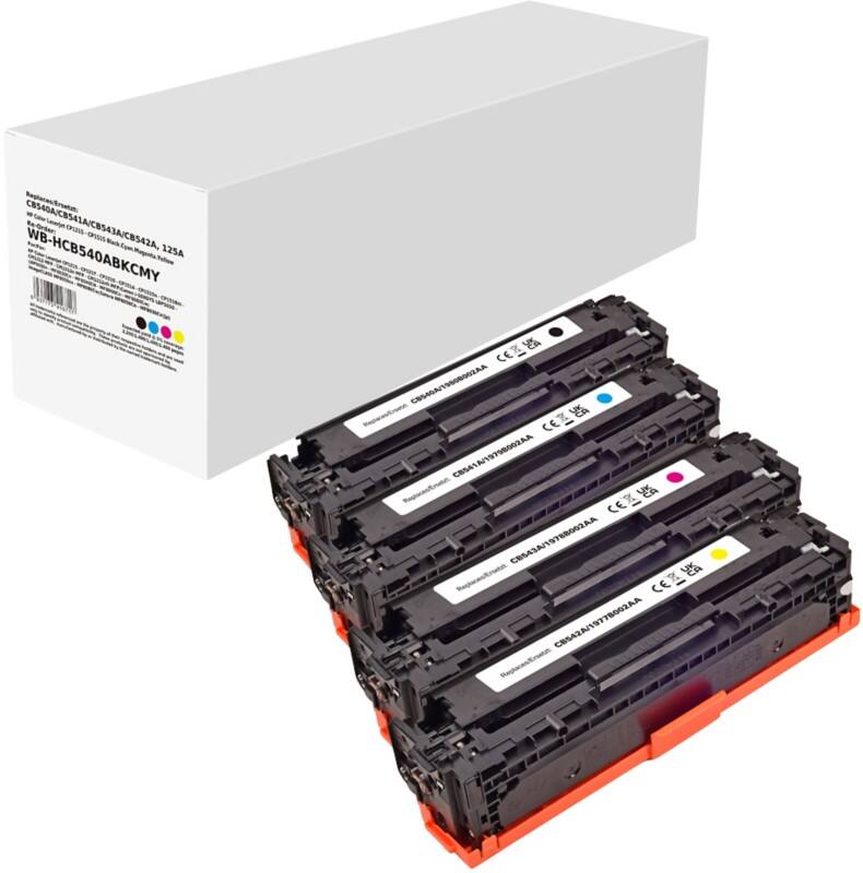 Toner CB540A/CB541A/CB543A/CB542A Compatible HP Noir, Cyan, Magenta, Jaune 4 Unités