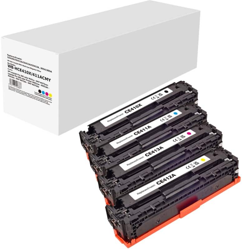 Toner CE410X/CE411A/CE412A/CE413A Compatible HP Noir, Cyan, Magenta, Jaune 4 Unités