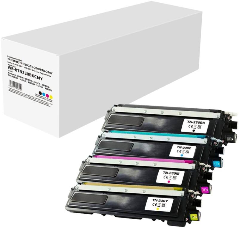Toner TN-230BK/C/M/Y Compatible Brother Noir, Cyan, Magenta, Jaune 4 Unités