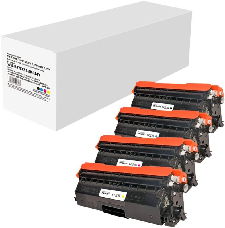 Toner TN-325BK/C/M/Y Compatible Brother Noir, Cyan, Magenta, Jaune 4 Unités