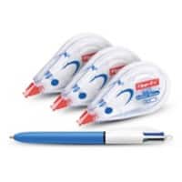 Tipp-Ex Mini Pocket Correctieroller 5 mm x 6 m Transparant 3 stuks + BIC 4-kleurenbalpen