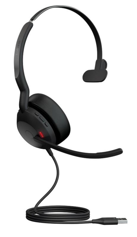 Jabra Evolve2 50 UC Bedraad Headset Over het hoofd USB Zonder Bluetooth Met microfoon Mono Zwart