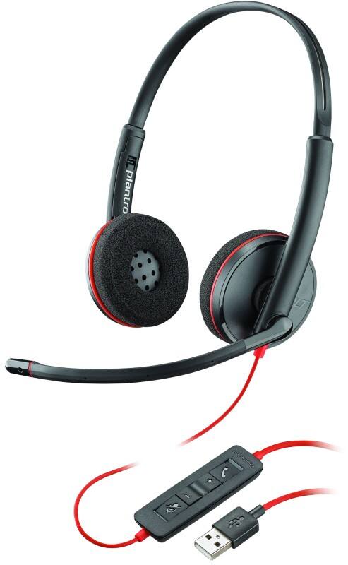 poly Plantronics C3220 Bedraad Headset Over het hoofd USB Noise-cancelling microfoon Met microfoon Stereo Rood, zwart