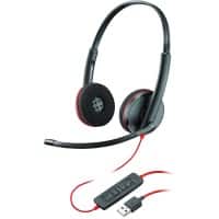 Casque audio Poly Plantronics Avec fil Sur tête USB Antibruit Avec microphone Stéréo C2330 Noir, rouge