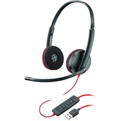 Plantronics Bedraad USB Stereo Headset Blackwire C3220 Over het hoofd Noise Cancelling met Microfoon Zwart, rood