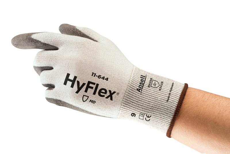 Ansell HyFlex Mechanical Protection Werkhandschoenen HPPE, Nylon, Spandex en PU (Polyurethaan) Extra Extra Extra Large (XXXL) Grijs, wit 12 Paar