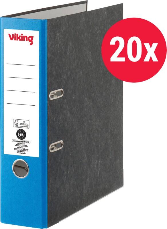 Viking Breed Classeur A4 80 mm Donkerblauw, zwart 2 Ringen Karton Wolkenmarmer Staand 20 Stuks