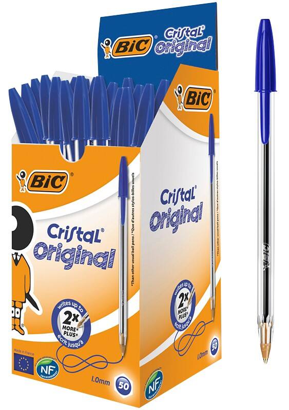 BIC Cristal Original Balpen Blauw 0,4 mm Medium Balpen 50 Stuks