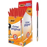 Stylo-bille BIC Cristal Rouge Avec capuchon 50 Unités