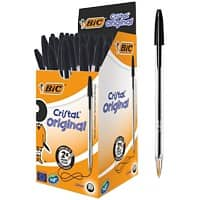 Stylo-bille BIC Cristal 0,4 mm Noir Avec capuchon 50 Unités