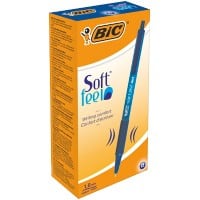 Stylo bille BIC SoftFeel® Bleu Rétractable 12 Unités