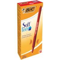 Stylo bille BIC Soft Feel Rouge Rétractable 12 Unités