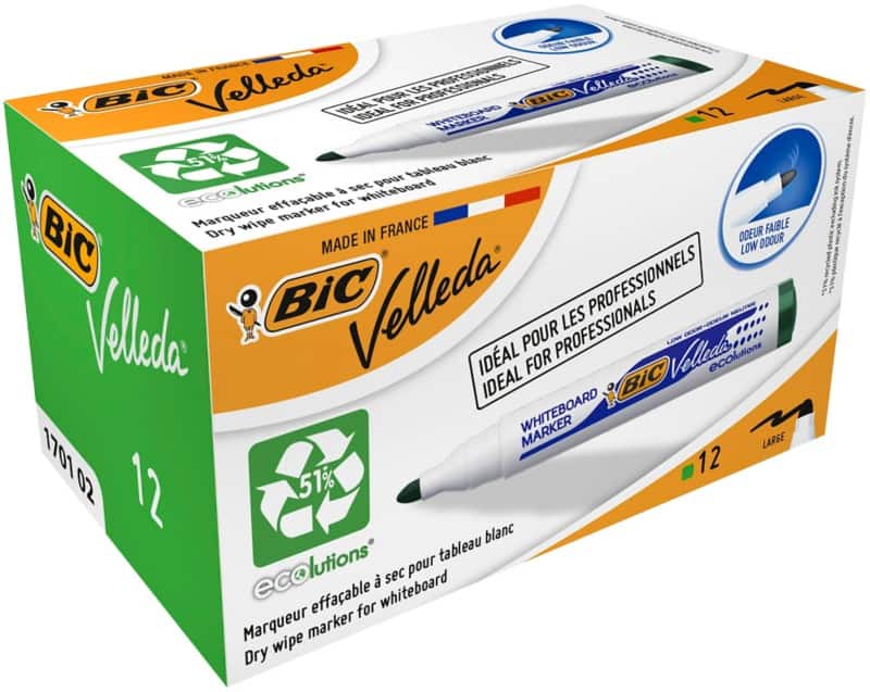 BIC 1199170102 Niet-permanent Whiteboard-marker Groen Breed Ronde punt - 51% Gerecycled 12 Stuks