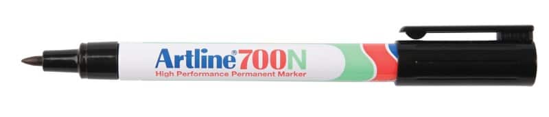Marqueur Artline 700N Fin Ogive - 0,7 mm Noir Rechargeable Résistant à l'eau 12 Unités