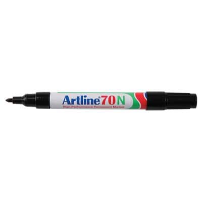 Marqueur permanent Artline 70N Pointe moyenne, ogive 1,5 mm Noir Rechargeable Résistant à l'eau 12 Unités